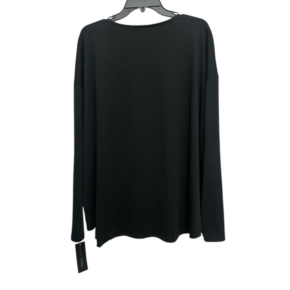 Trisha Tyler Long Sleeve Blouse Elastic Band Front Size 3X Black Assymetric NWT - Picture 2 of 6